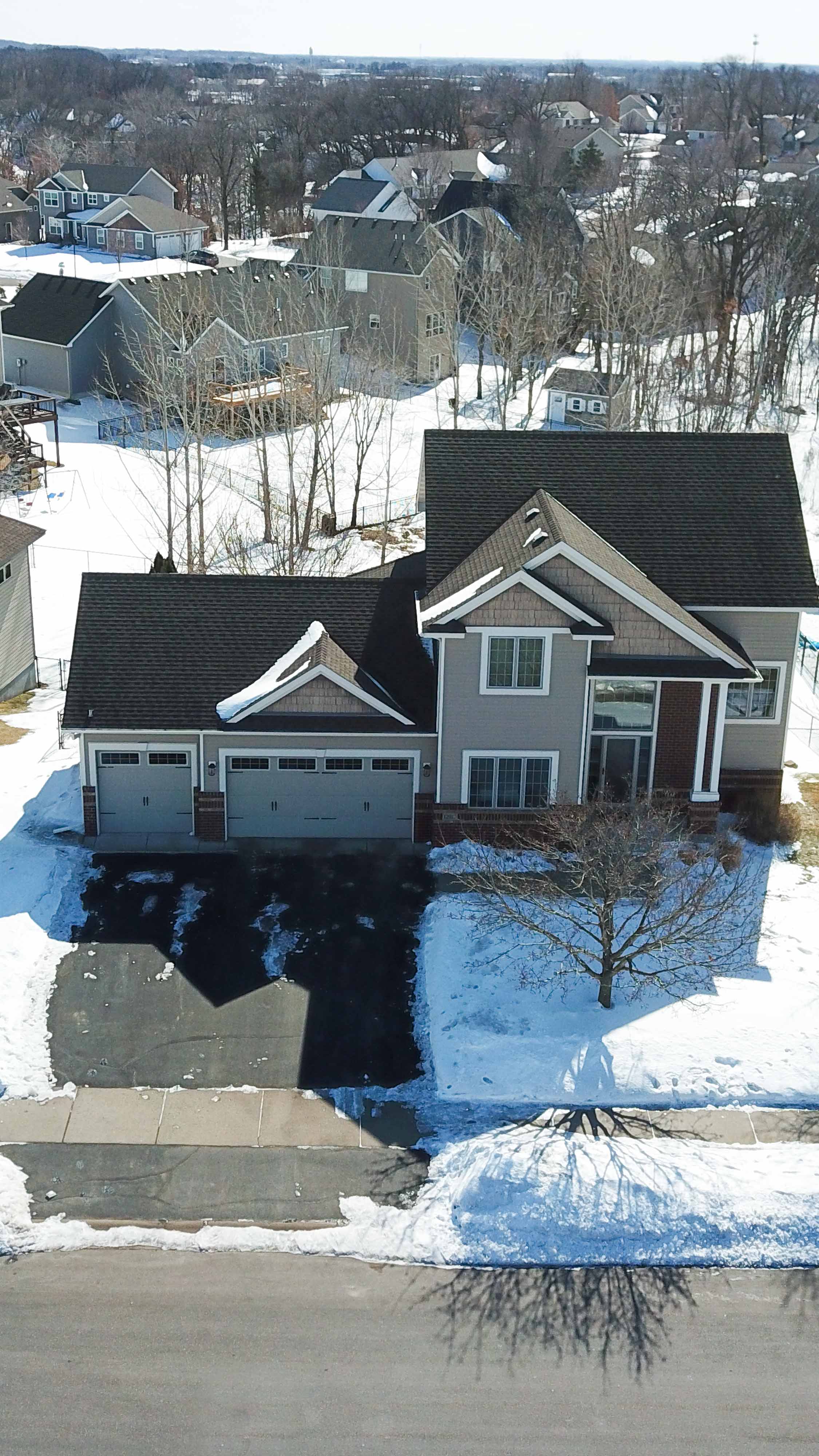 Aerial view of house.